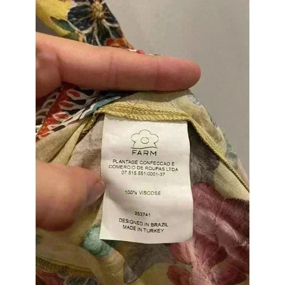 Farm Rio Maxi Dress XS Floral Yellow Pink Wrap Anthropologie Midi Asymmetrical - Picture 8 of 9